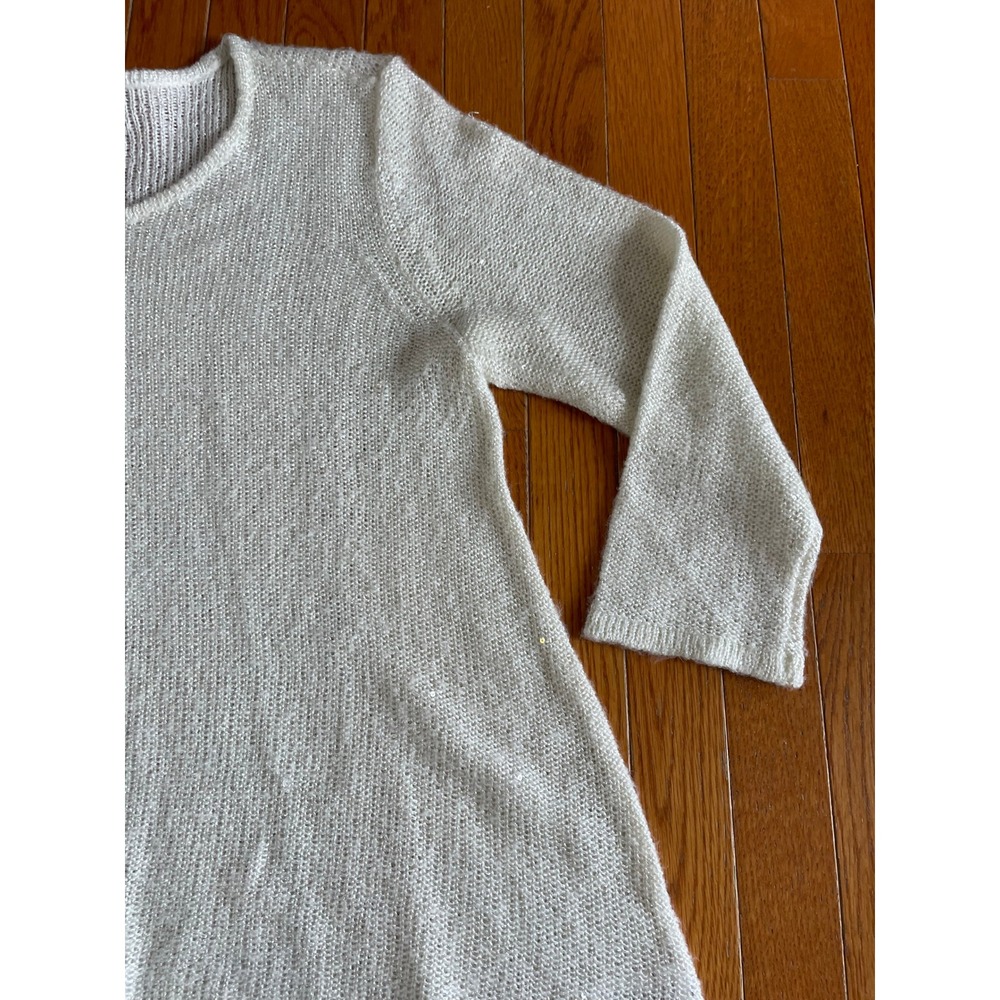 Anne Klein Sweater Womens XL Off White Lagenlook Knitted Tunic Sequins Pullover - Picture 4 of 9
